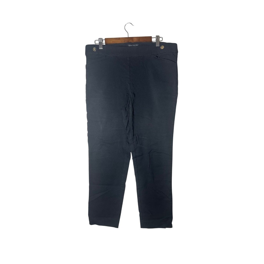 🎃 Napa Valley Navy Blue Straight Leg Career Pants Gold Button Detail Size 12